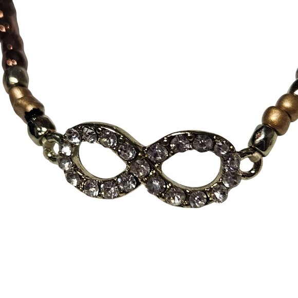 Elegant Beaded Infinity Bracelet Rhinestone Accent Classic Fashion Jewelry Women - Picture 2 of 4